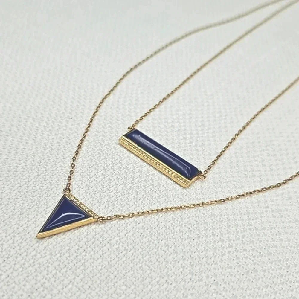 Retired Vintage Stella & Dot Element Necklace Lapis Blue Gold Versatile Layered